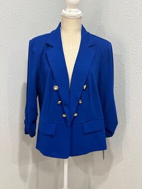 NYC Royal Blue Double-Breasted Blazer with Gold Buttons